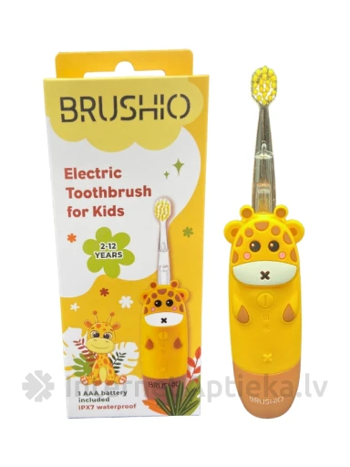 Brushio dzeltena elektriskā zobu birste bērniem | internetaptieka.lv