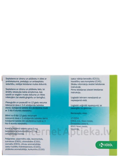 Septabene sūkājamās tabletes (citrons, plūškoks), 16 gab | internetaptieka.lv