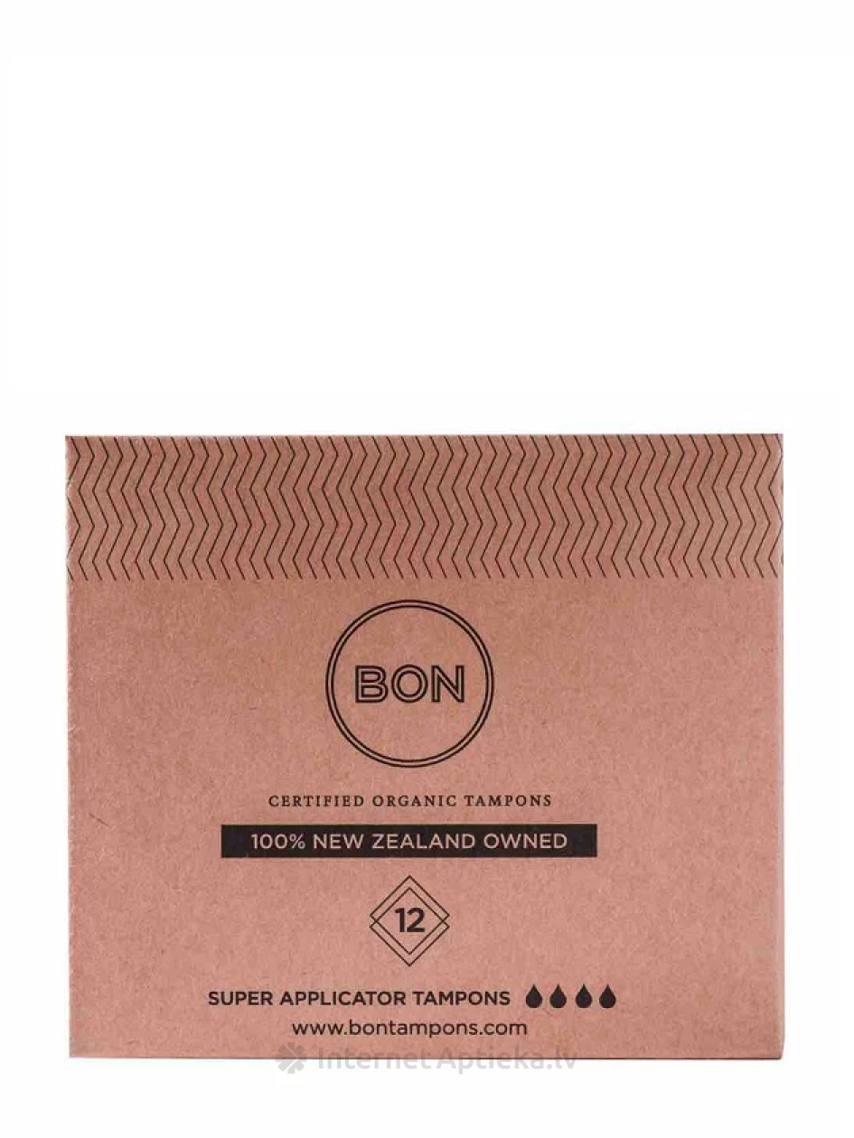 BON organiskās kokvilnas tamponi ar aplikatoru Super, 12 gb | internetaptieka.lv