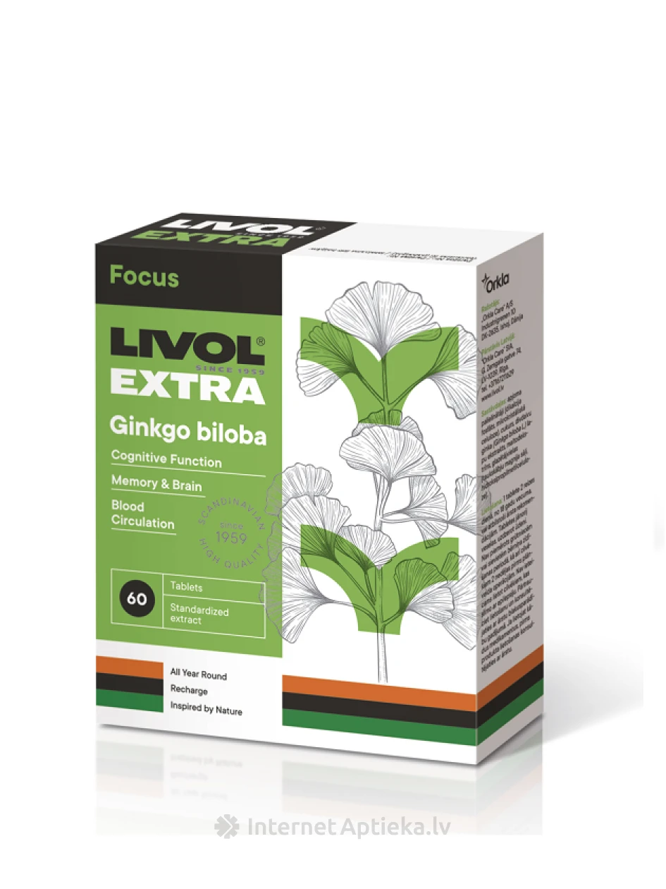 LIVOL EXTRA Ginkgo Biloba, 60 tabletti | internetaptieka.lv