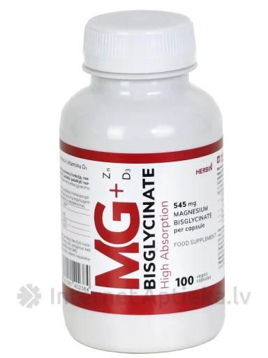 MG+ Zn D3 Bisglycinate kapsulas, 100 gb. | internetaptieka.lv