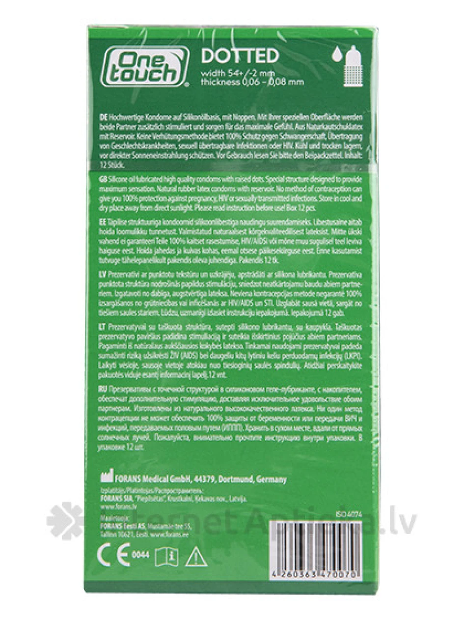 One Touch Dotted Презервативы, 12 шт. | internetaptieka.lv