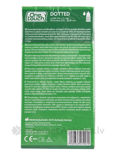 One Touch Dotted Презервативы, 12 шт. | internetaptieka.lv