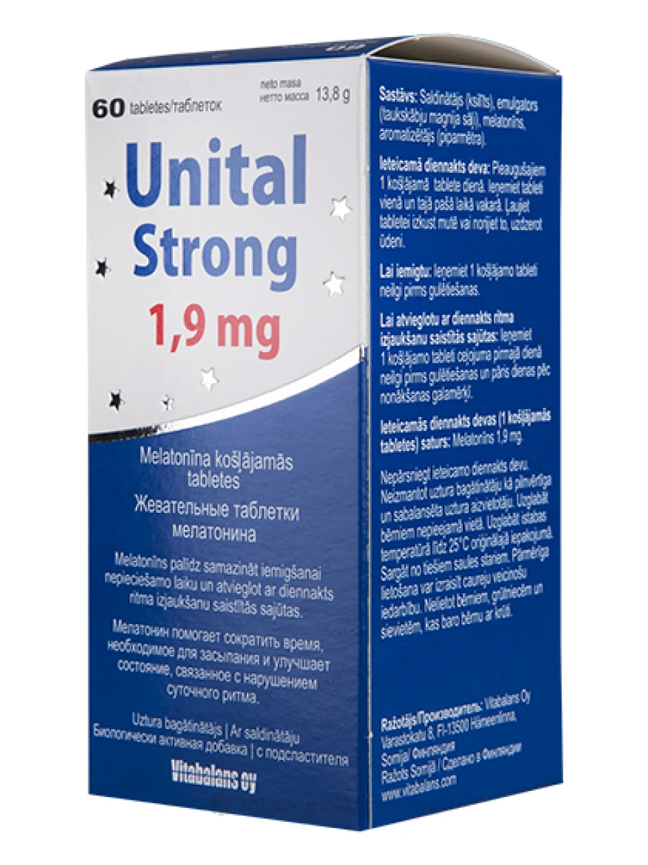 Unital Melatonin Strong 1,9 mg, 60 tabletti | internetaptieka.lv