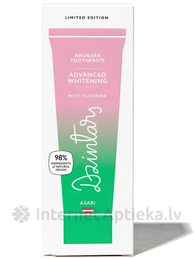 Dzintars Rabarberu zobu pasta Asari, 75 ml | internetaptieka.lv