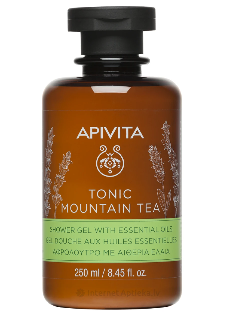 APIVITA TONIC MOUNTAIN TEA duššigeel eeterlike õlide ja mäeteega, 250 ml | internetaptieka.lv