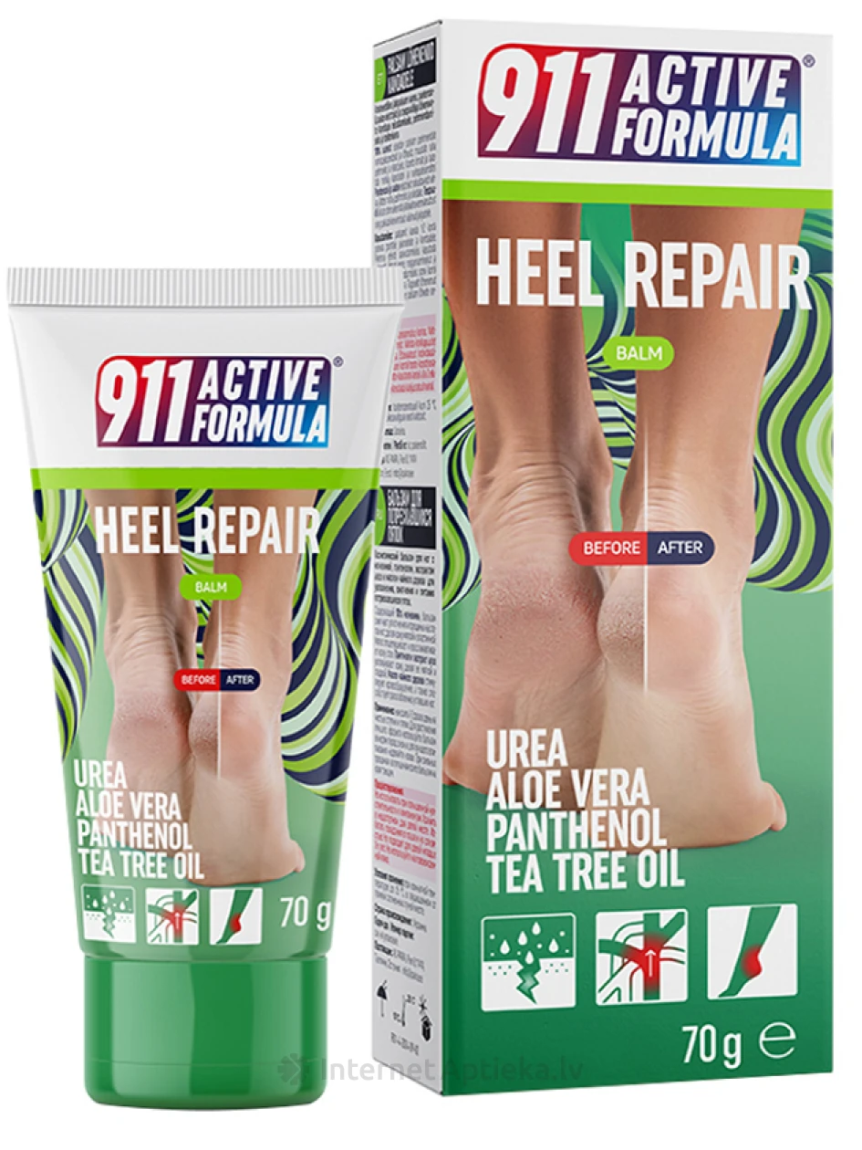 911 active formula бальзам для потрескавшихся пяток, 70 г | internetaptieka.lv