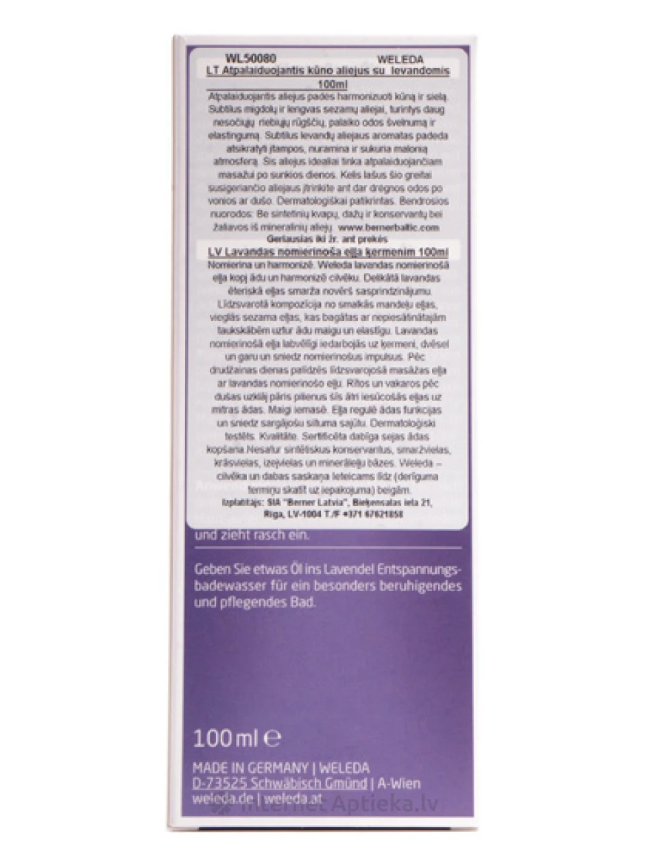 Weleda Lavendliõli pumbaga, 100 ml | internetaptieka.lv
