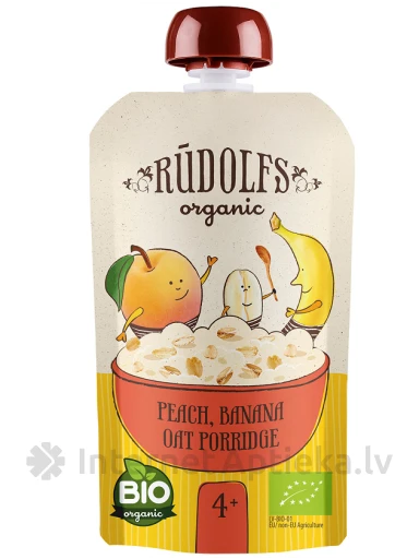 Каша Rudolfs BIO Персиково-банановая 4+ DP, 110 г | internetaptieka.lv