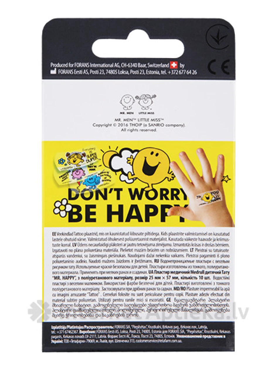 Mr.Happy водонепроницаемые пластыри с рисунком, 10 шт. | internetaptieka.lv