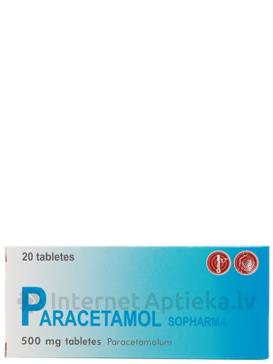 Paracetamols Sopharma, 500mg, 20 tabletes | internetaptieka.lv