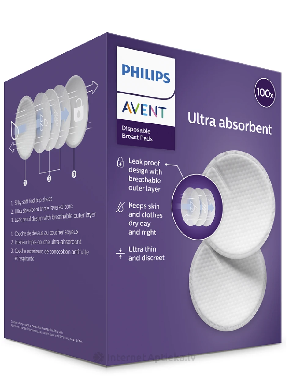 Philips Avent Krūšturu ieliktnīši, 100 gb. | internetaptieka.lv