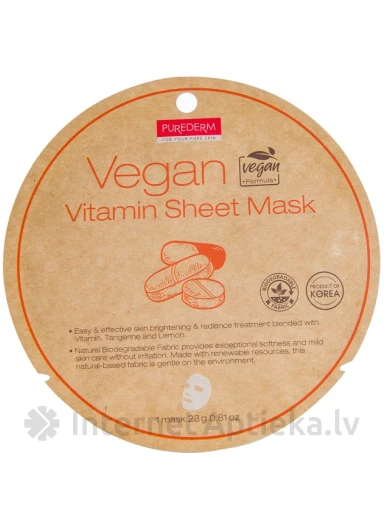 Purederm Vegan vitamiinilehe mask, 1 tk. | internetaptieka.lv