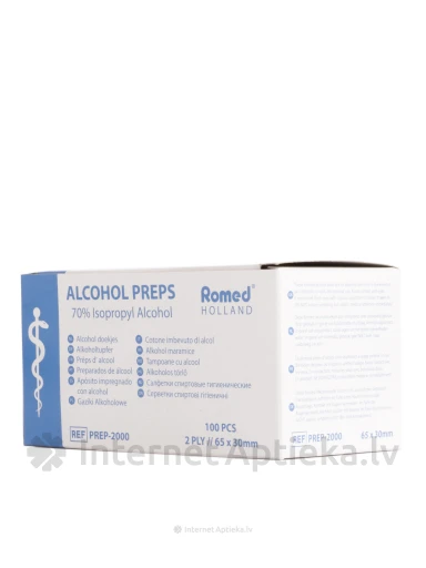 Romed проспиртованные салфетки для инъекций 3 см х 3 см, 100 шт | internetaptieka.lv