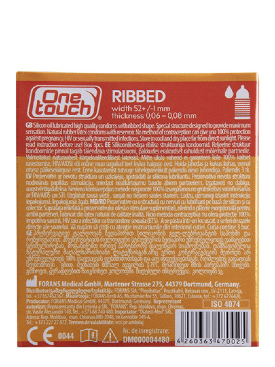 One Touch Ribbed Презервативы, 3 шт. | internetaptieka.lv