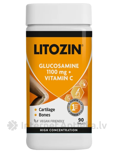Litozin glükoosamiin 1100mg + C-vitamiin, 90 tabletti | internetaptieka.lv