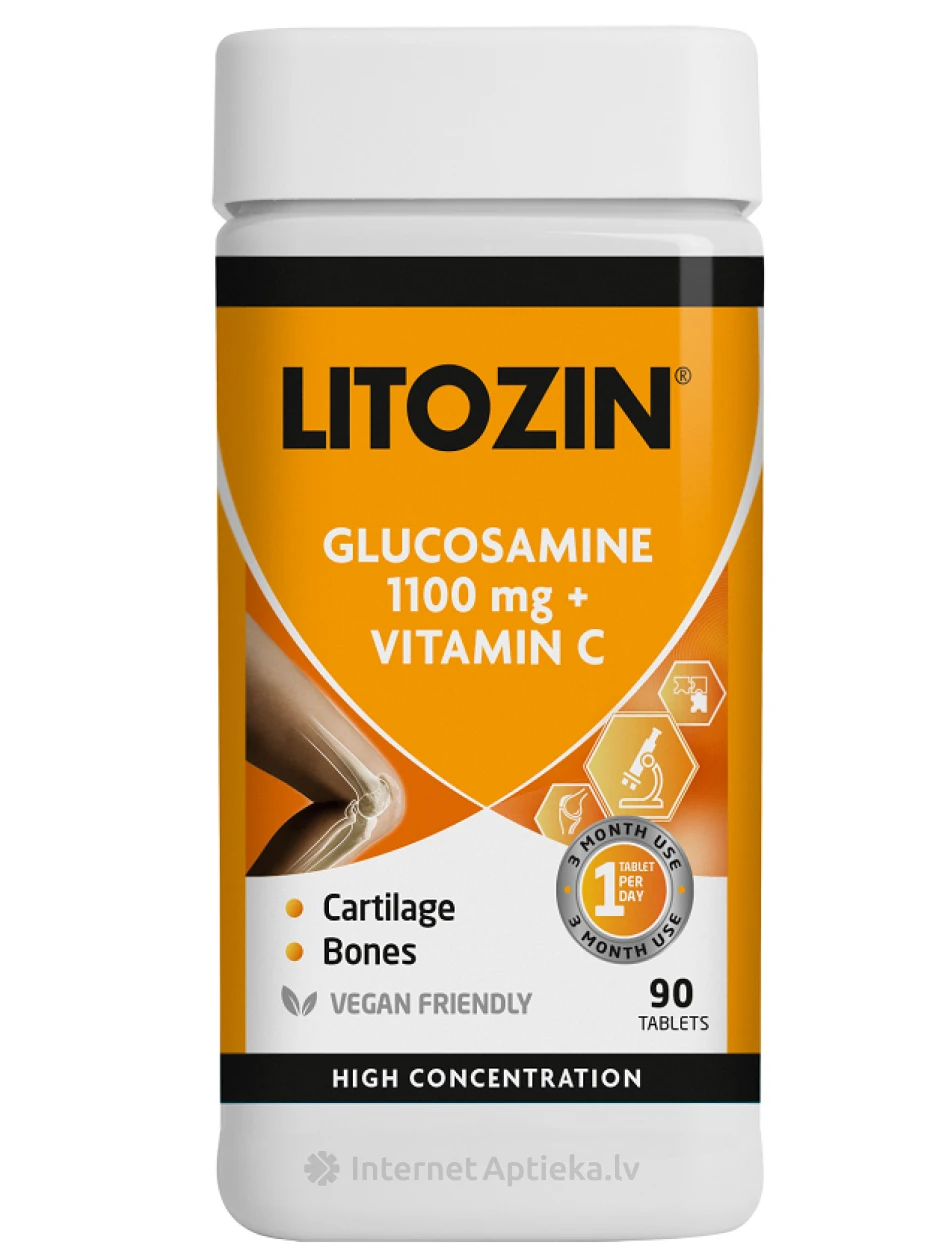 Litozin glükoosamiin 1100mg + C-vitamiin, 90 tabletti | internetaptieka.lv