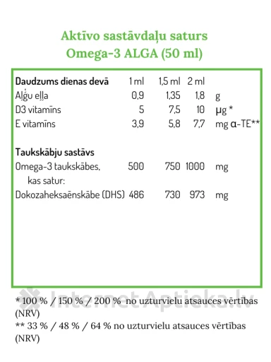 NORSAN Omega-3 ALGA ar citronu garšu, 50 ml | internetaptieka.lv