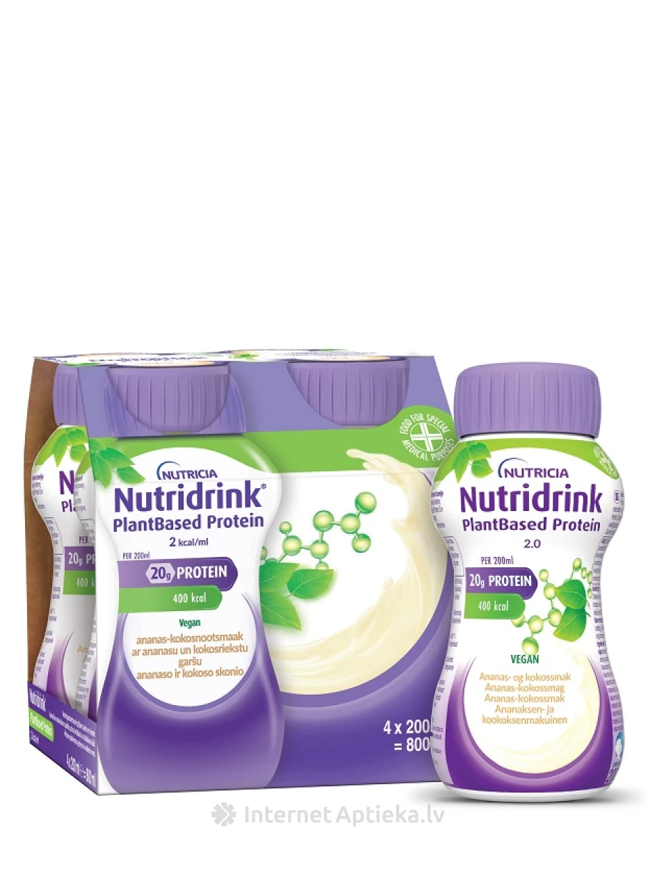 Nutricia Nutridrink® PlantBased со вкусом ананаса и кокоса, 4*200 мл | internetaptieka.lv