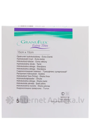 Granuflex Extra Thin гидроколлоидная повязка 15 см х 15 см, 5 шт. | internetaptieka.lv