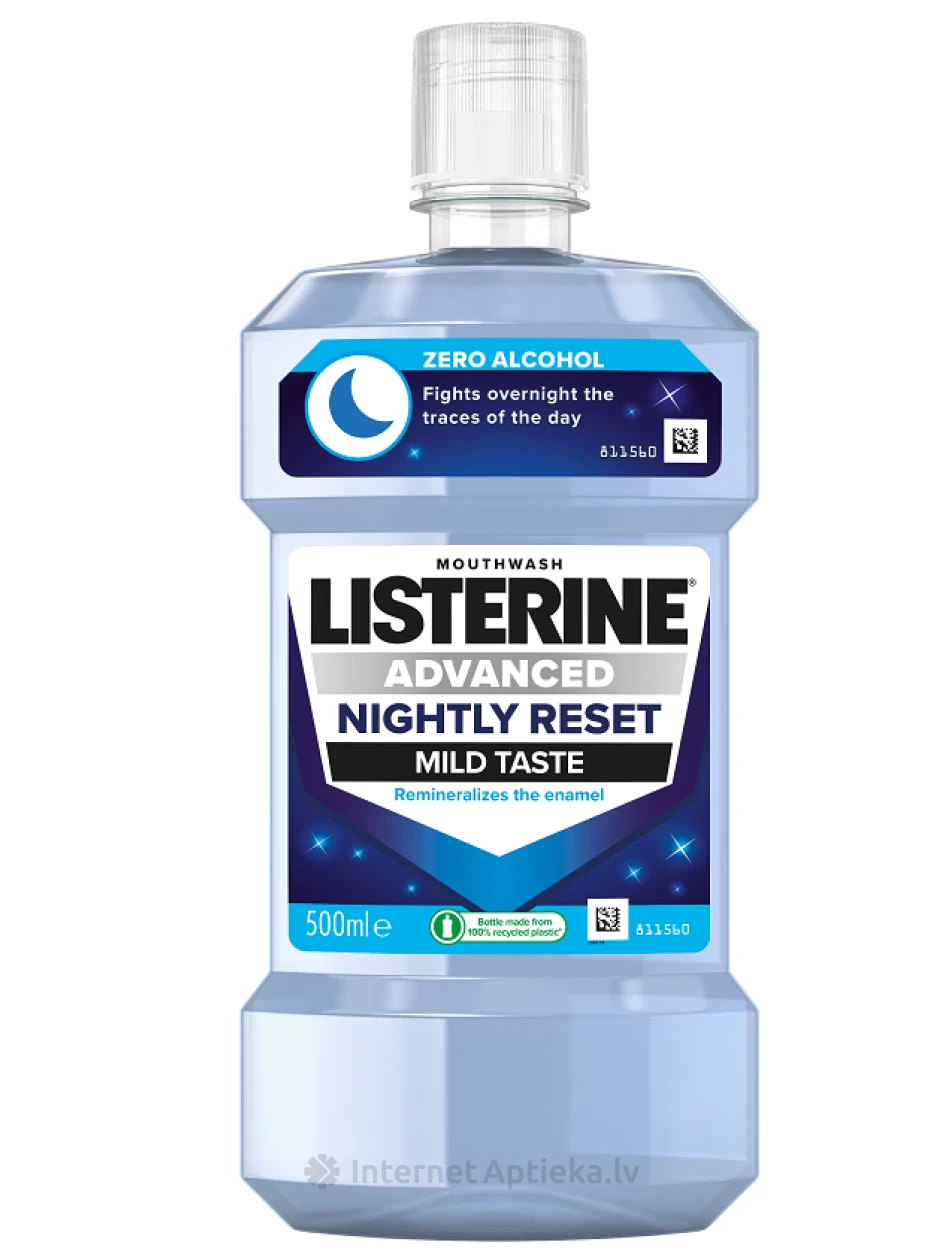 LISTERINE NIGHTLY RESET Mild Taste suuvesi, 500 ml | internetaptieka.lv