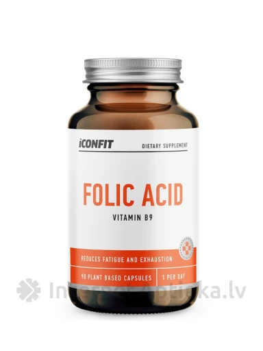 ICONFIT Folic Acid (Vitamin B9, 400 μg), 90 kapsulas | internetaptieka.lv