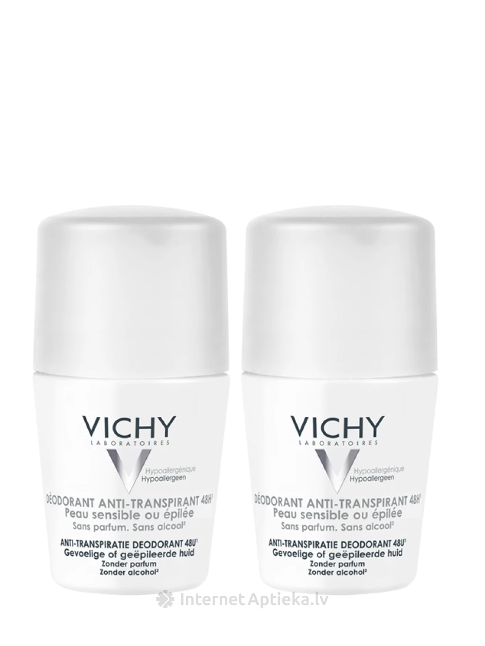 Vichy Anti-Perspirant Sensitive 48h Дезодорант-антиперспирант, 2x50 мл | internetaptieka.lv