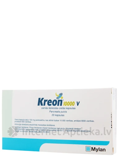 Kreon 10000 V, 20 капсул | internetaptieka.lv