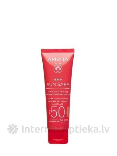 APIVITA BEE SUN SAFE pigmentatsiooni ja vananemise vastane näokreem tooniga SPF50, 50 ml | internetaptieka.lv