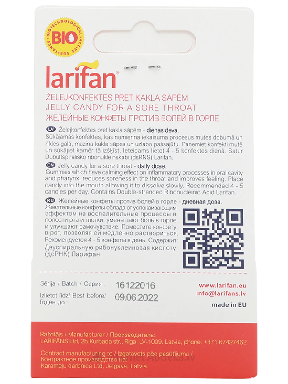 Larifan Laryngo kommid, laim ja piparmünt, 23 g | internetaptieka.lv