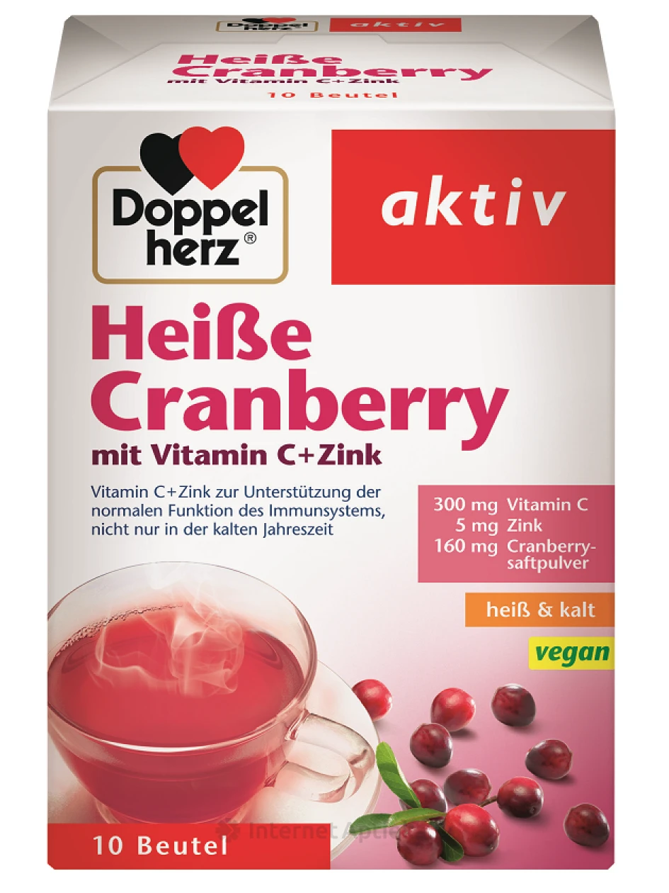 Doppelherv aktiv Heise Cranberry + C vitamīns + Cinks karstais dzēriens, 10 gb. | internetaptieka.lv