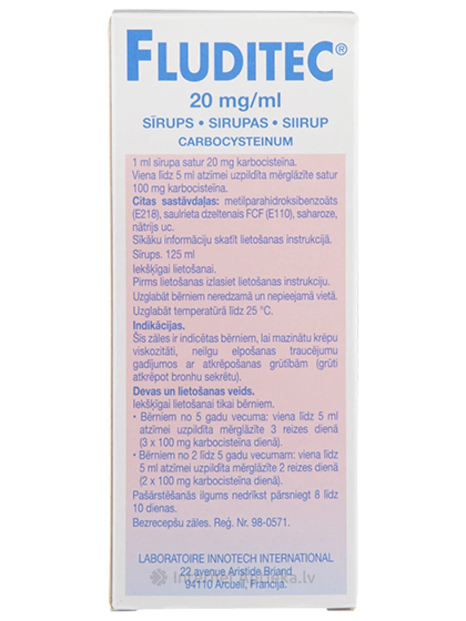 Fluditec sīrups 2%, 125 ml | internetaptieka.lv