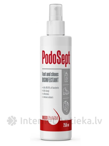 Podosept Дезинфицирующий спрей для ног и обуви, 250 мл | internetaptieka.lv