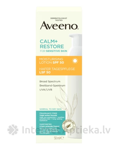 AVEENO Calm+Restore mitrinošs losjons SPF 50, 50 ml | internetaptieka.lv