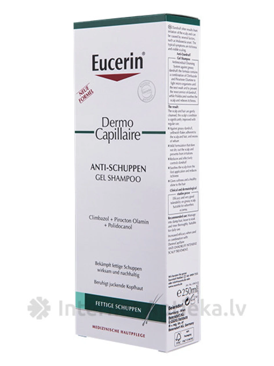 Eucerin Dermo Capillaire pretblaugznu šampūns taukainam skalpam, 250 ml | internetaptieka.lv
