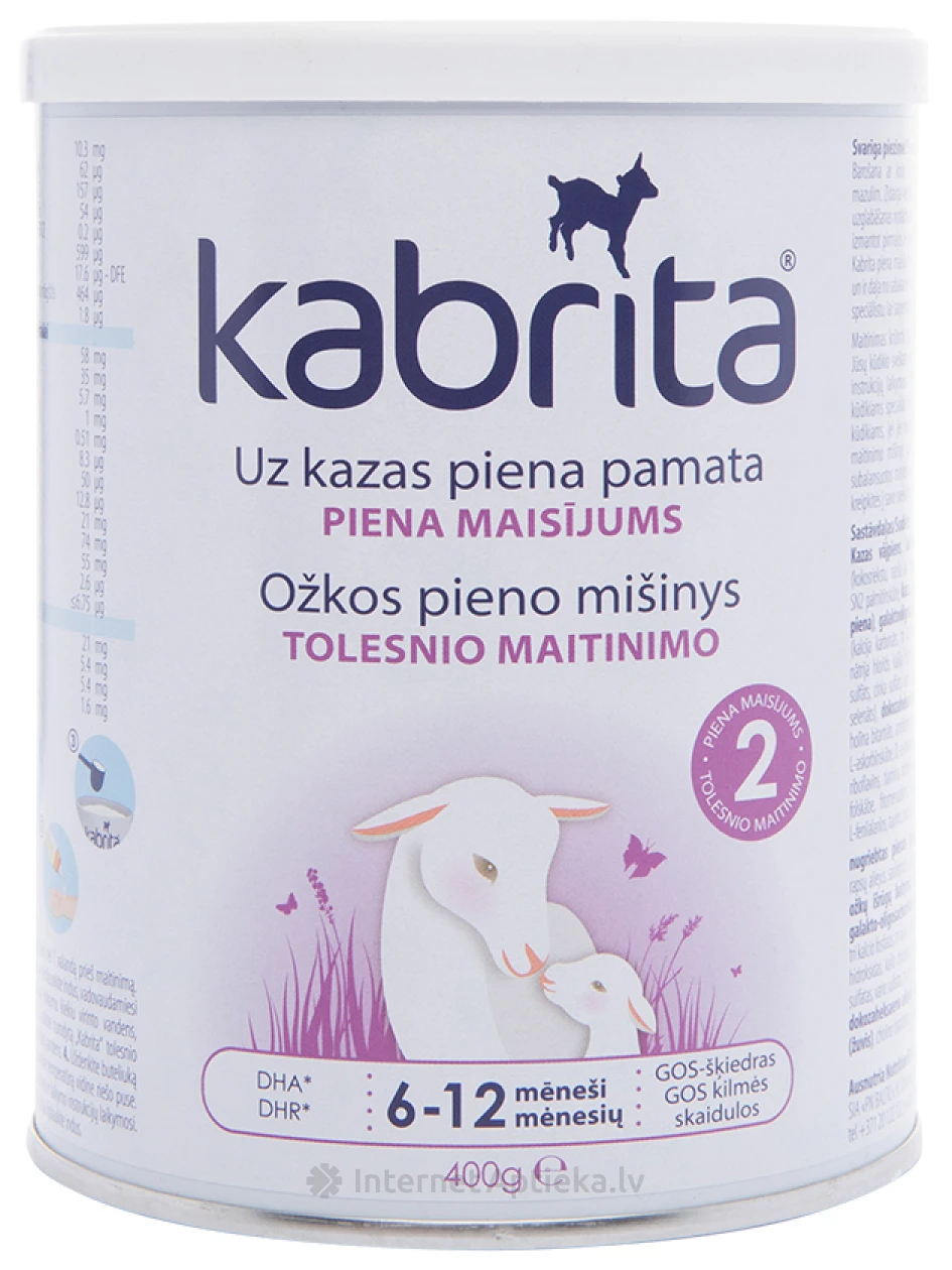 Kabrita 2 nākamais adaptētais maisījums uz kazas piena pamata, 6-12 mēn., 400 g | internetaptieka.lv