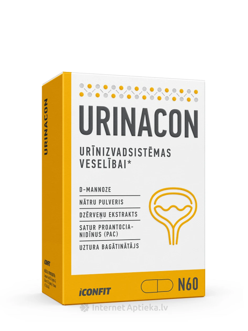 ICONFIT Urinacon – Kusepõie ja kuseteede heaolu tagamiseks, 60 kapslit | internetaptieka.lv