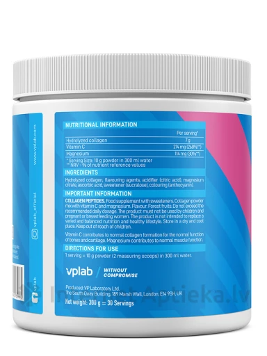 VPLAB Collagen Peptides Forest Fruits, 300 гр | internetaptieka.lv