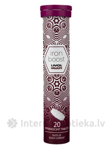 Livol Multi Iron Boost dzelzs, šķīstošās tabletes ar Upeņu garšu, 20 tabletes