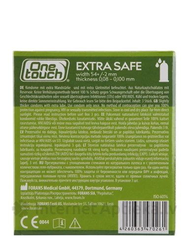 Презервативы One Touch Extra Safe, 3 шт. | internetaptieka.lv