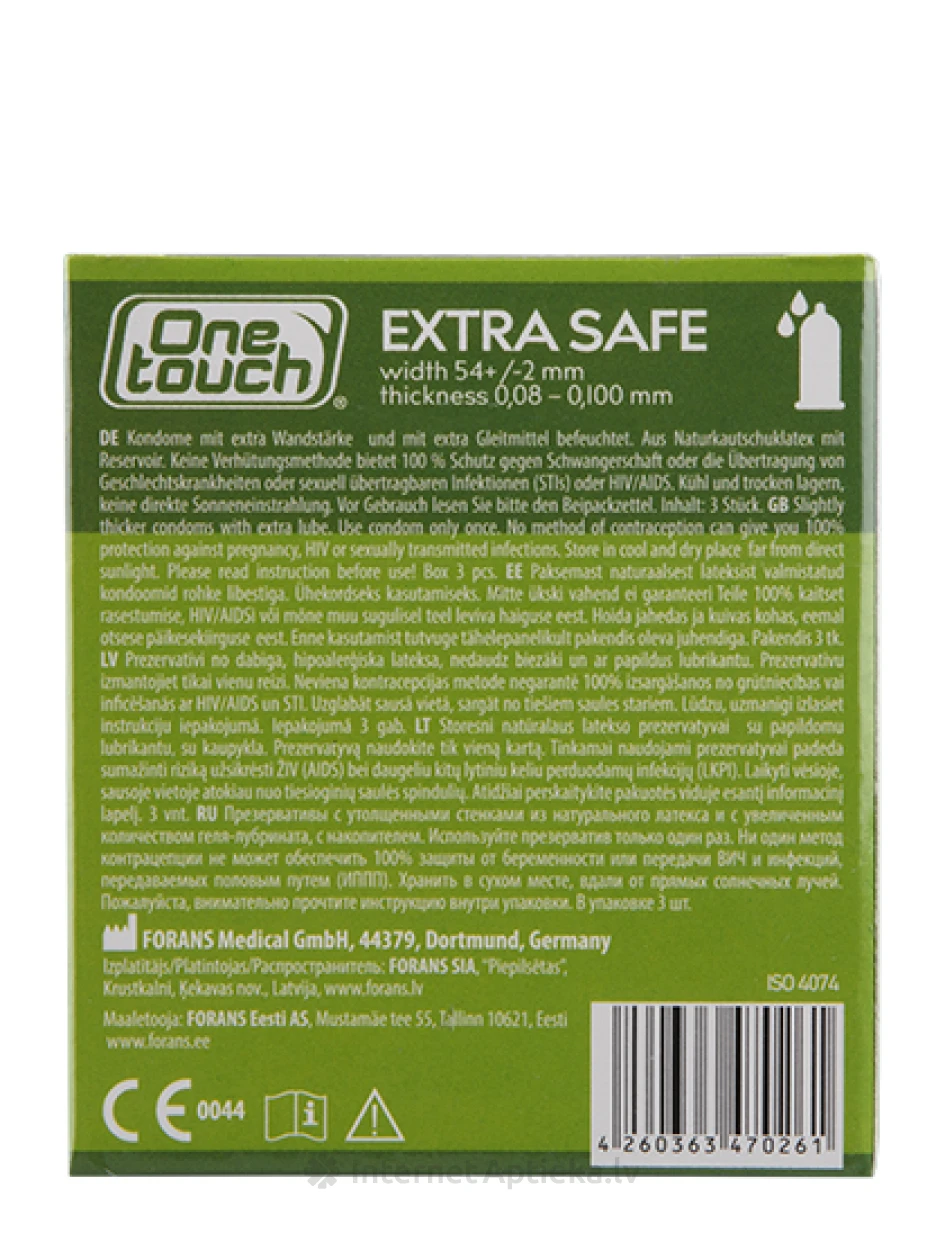 Презервативы One Touch Extra Safe, 3 шт. | internetaptieka.lv