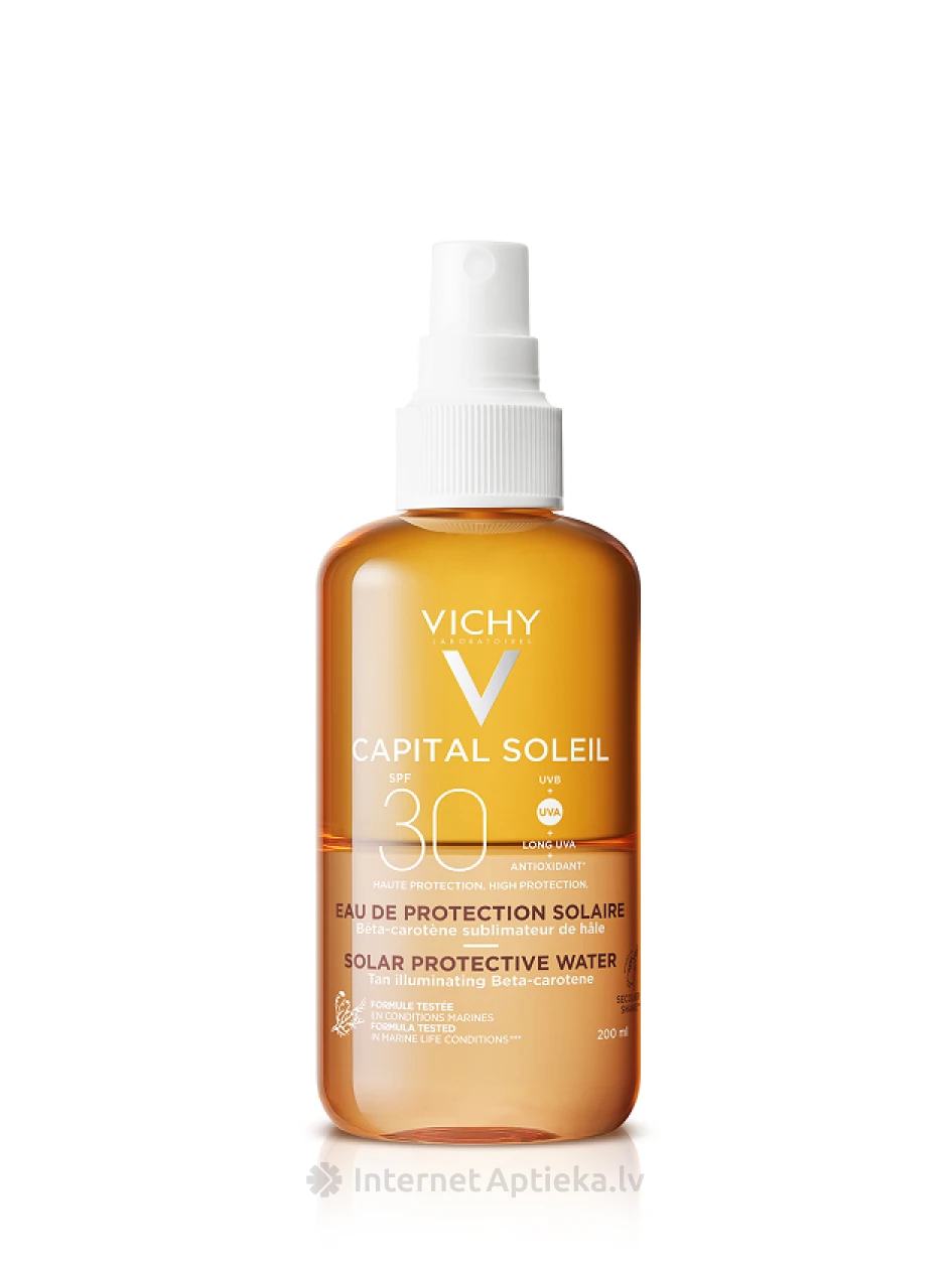 Vichy солнцезащитная вода с бета-каротином SPF30, 200 мл | internetaptieka.lv