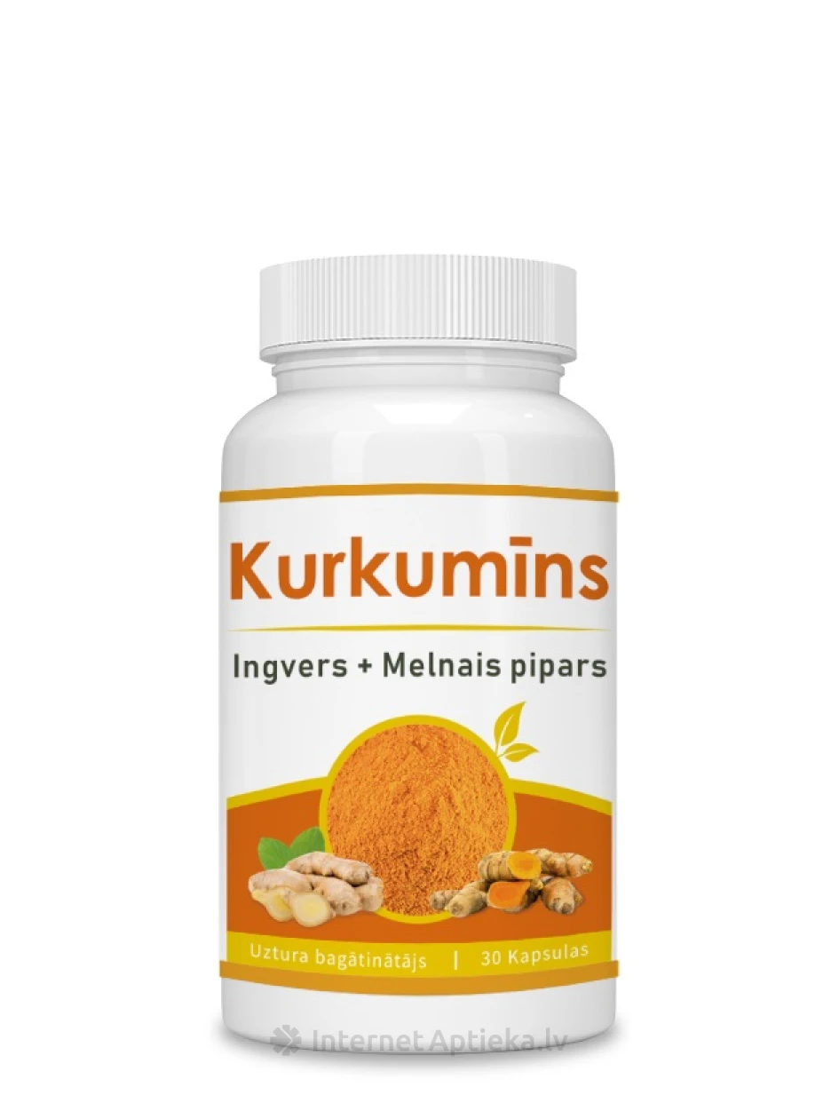 Kurkumiin+ingver+must pipar kapslit, 30 tk. | internetaptieka.lv