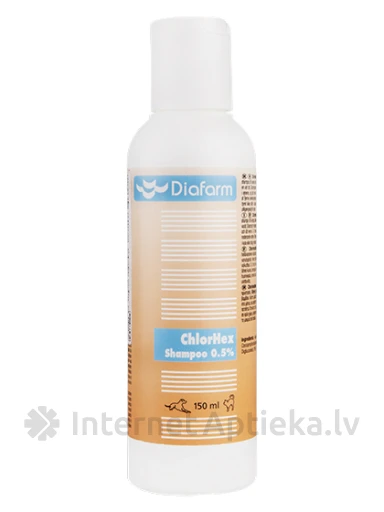 Diafarm Chlorhexidine dezinficējošs šampūns suņiem un kaķiem 0.5%, 150 ml | internetaptieka.lv