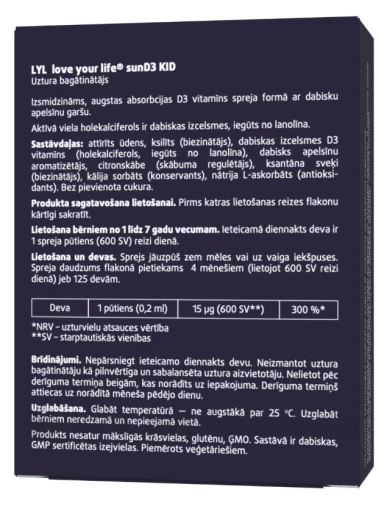 LYL sun D3 KID, sprejs, 25 ml | internetaptieka.lv
