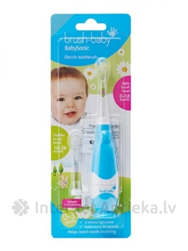 Brush-Baby BabySonic электрическая зубная щетка 0-3 г, синий, 1 шт. | internetaptieka.lv