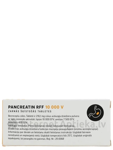 Pankreatiin RFF 10000V soolestikus lahustuv, 10 tabletti | internetaptieka.lv