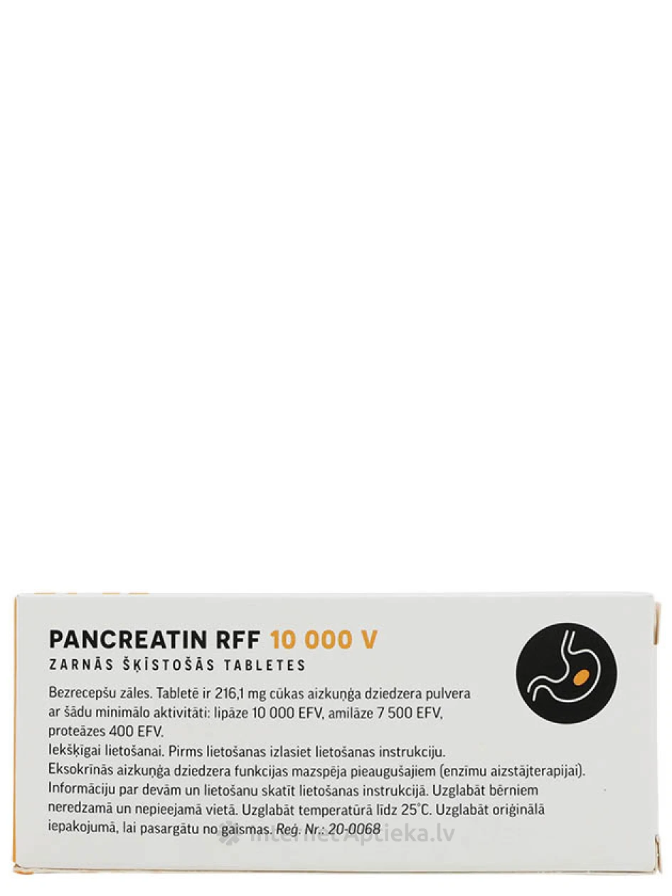 Pankreatiin RFF 10000V soolestikus lahustuv, 10 tabletti | internetaptieka.lv
