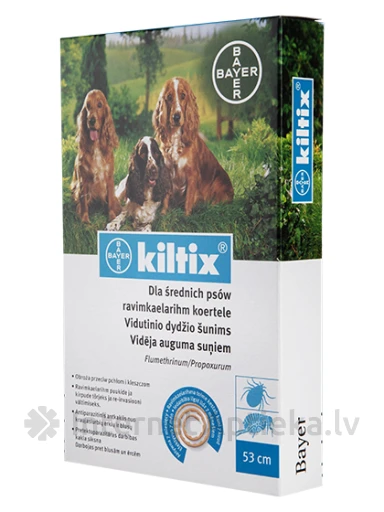 Kiltix ошейник от блох и клещей для средних собак, 53 см, 1 шт. | internetaptieka.lv