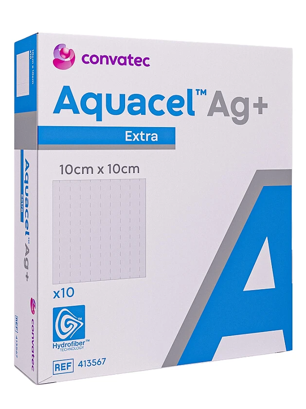 AQUACEL Extra Ag+ brūču pārsējs 10x10 cm, 10 gab.
